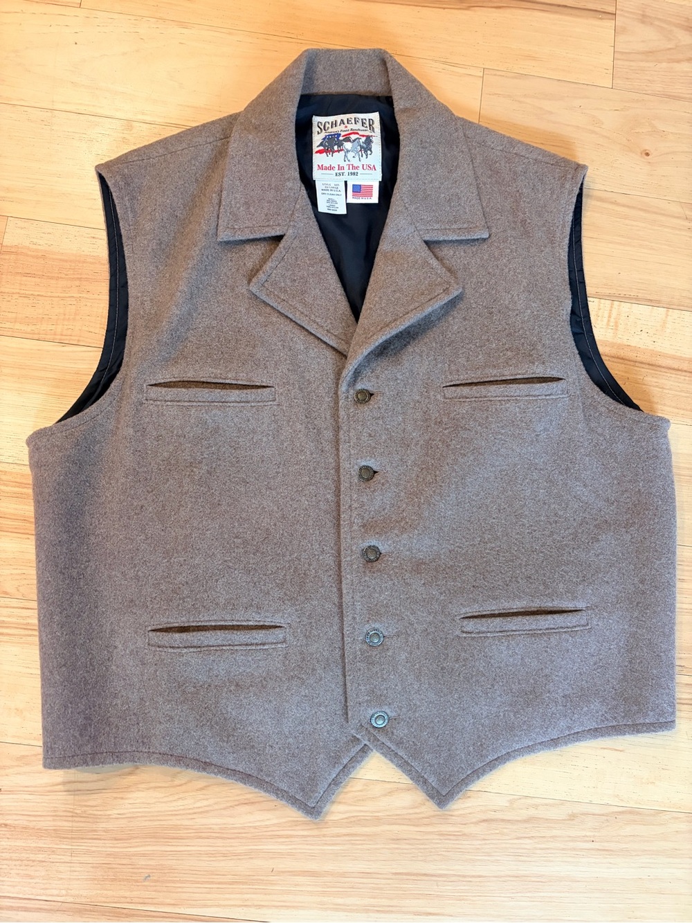 Schaefer Outfitter Men's 2XL Wool Western Vest Made In USA Style 805